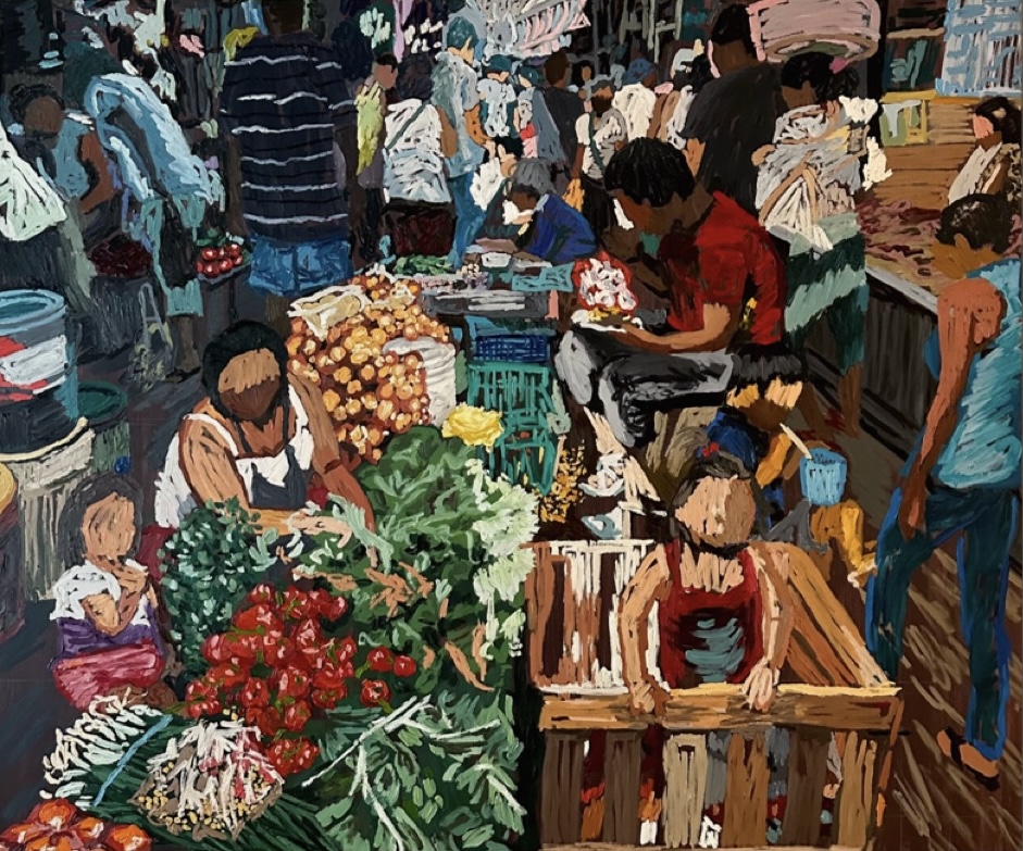 Painting: The Belen Market, oil on canvas